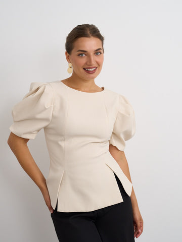 Ecru Peplum Top