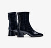 Unisa Lucas Navy Patent Ankle Boots