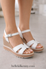 Oh my Sandals Gold White Wedge