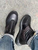 Paula Urban Black Zip Wedge Leather Boots