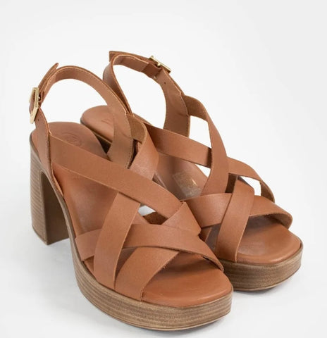 Oh my Sandals Tan Block Heel