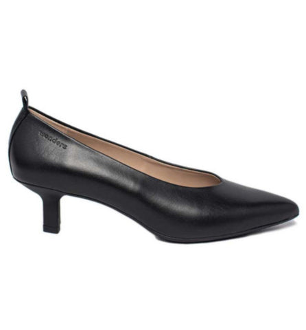 Wonders G-7102 Black Leather Kitten Heel