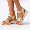 Oh my Sandals Gold Velcro Wedge