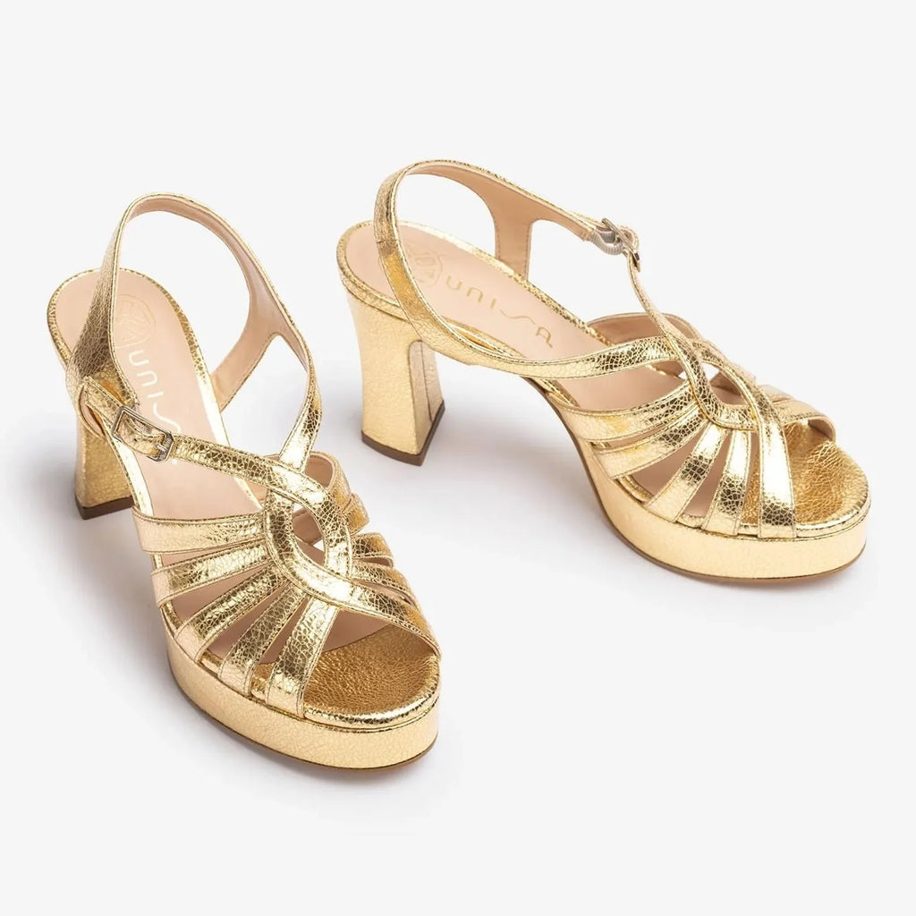 Unisa Gold Platform Sandals