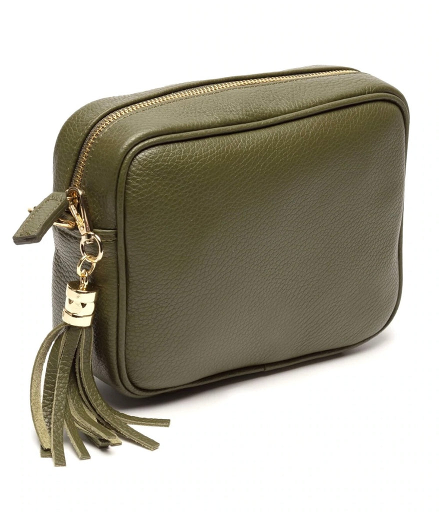 Hannah Olive Green Leather Crossbody Bag