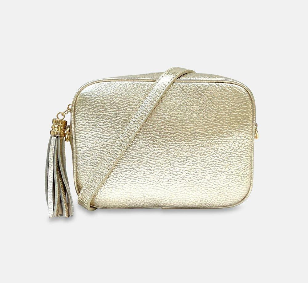 Hannah Gold Leather Crossbody Bag