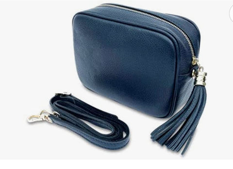 Hannah Navy Leather Crossbody Bag