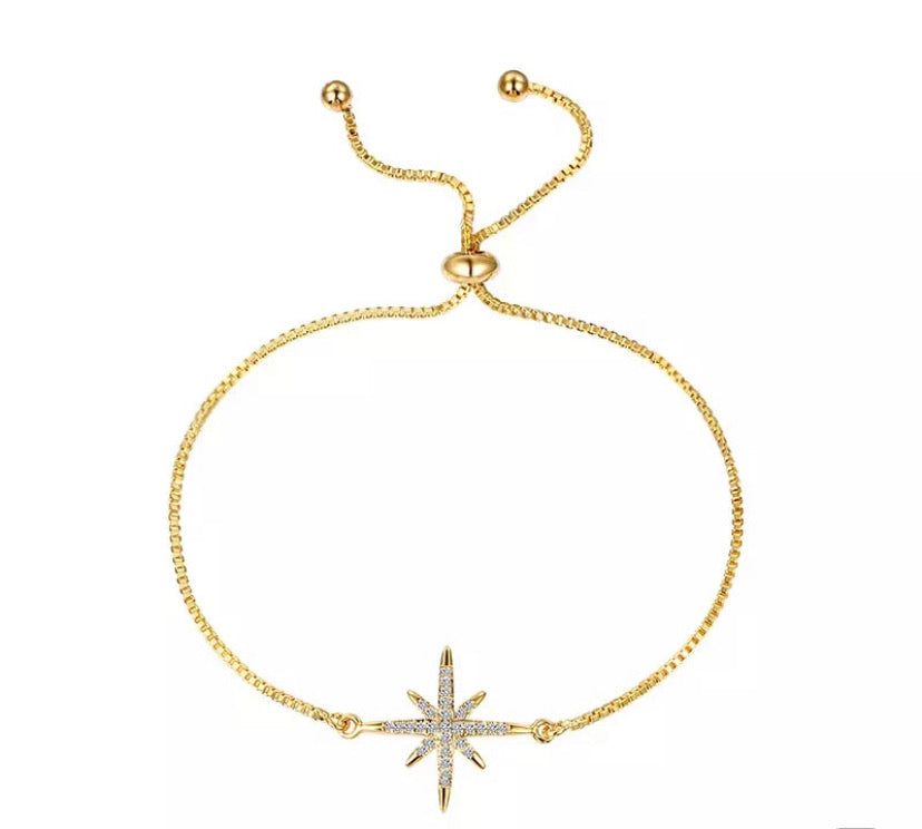 Gold Adjustable Braclet with Star
